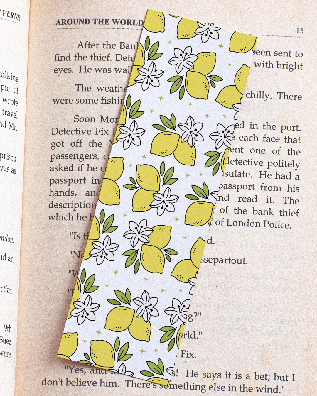 Lemons And Flowers Bookmark