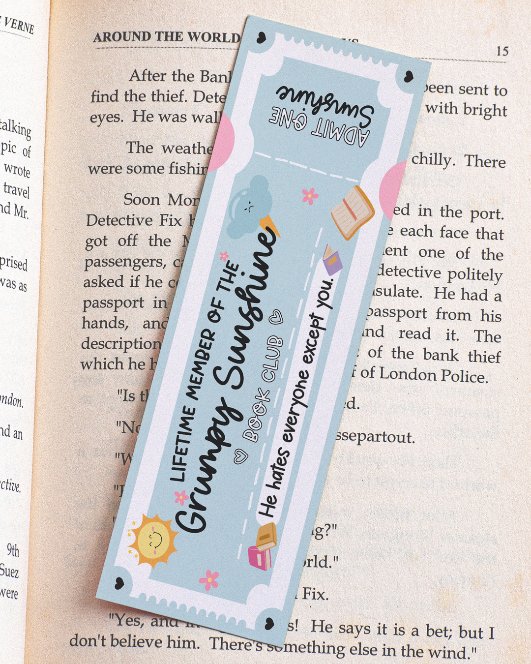 Grumpy Sunshine Book Club Bookmark