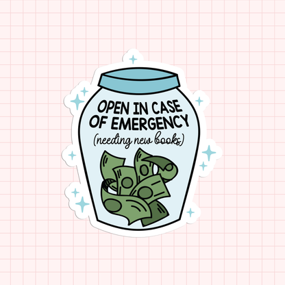 Open In Case Of Emergency Book Fund Sticker