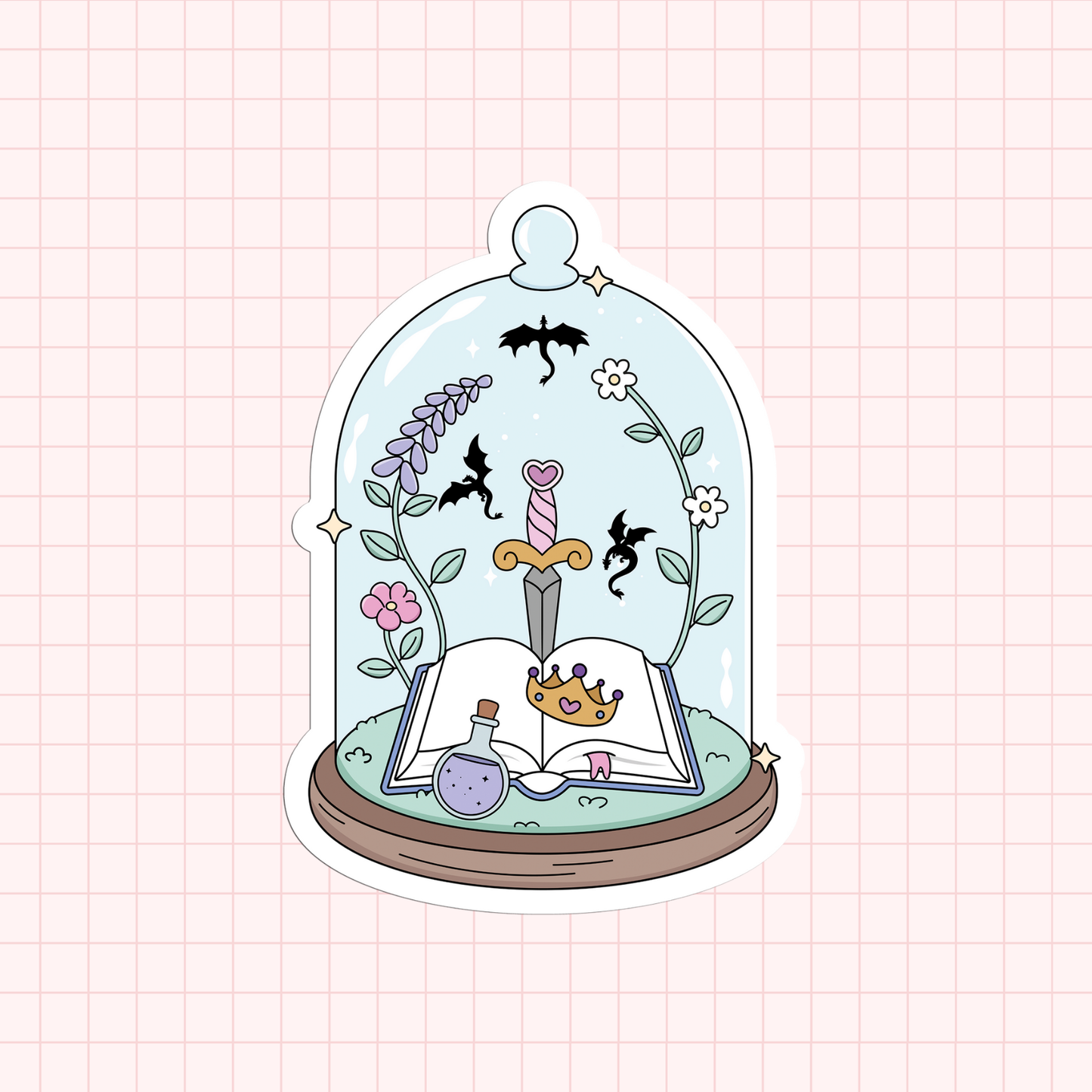 Dragon Books Glass Dome Sticker
