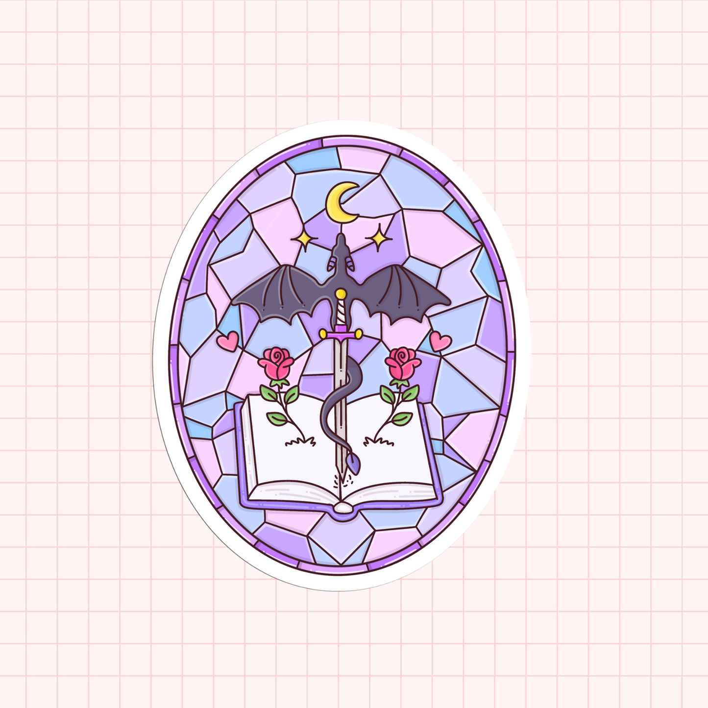 Dragon Books Stained Glass Fantasy Romantasy Fourth Wing Book Sticker