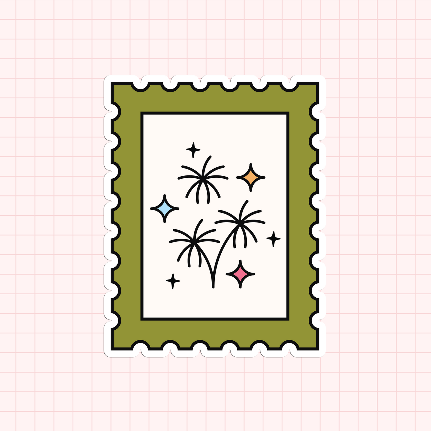 Summer Stamp - Fireworks Sticker