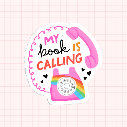 My Book Is Calling Sticker