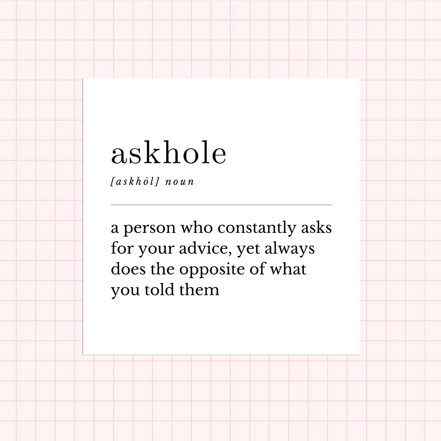 Askhole Definition Sticker